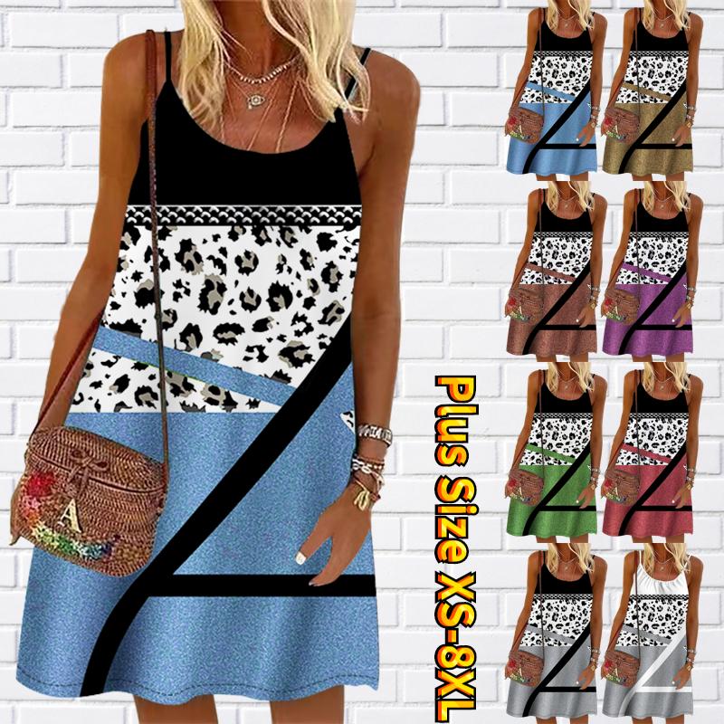 

Женское мини-платье с принтом из зыбучих песков и леопардовый принт Платье для вечеринки без рукавов Летнее пляжное платье Сарафан Жилет Платье
