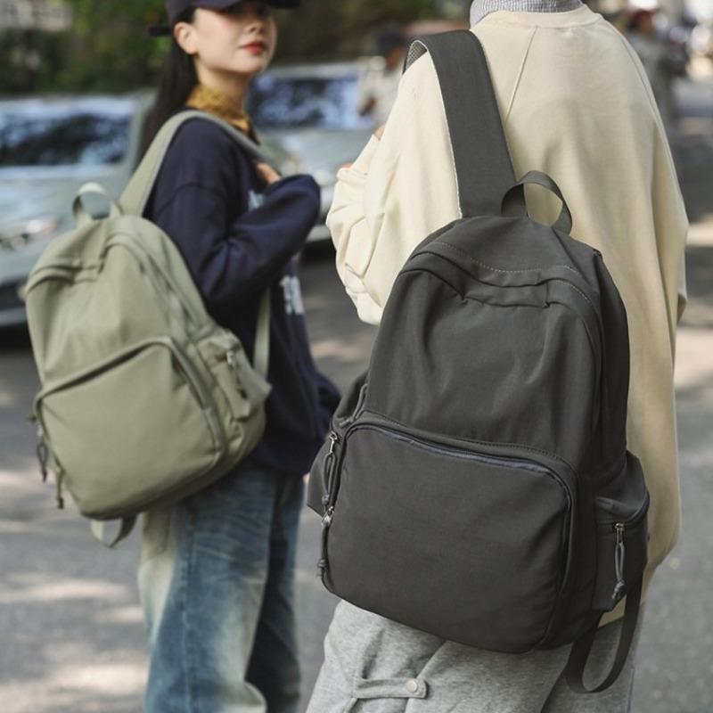Solid Color Retro Versatile Simple Travel Schoolbag Female College Student Junior High School Student Backpack