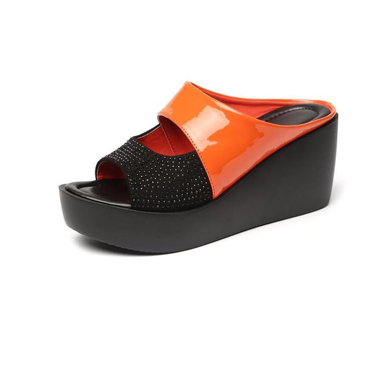 Summer Slope Heel Women's Slippers Thick Bottom Waterproof Platform Exposed Toe High Heels Cool Slippers Zapatos De Mujer