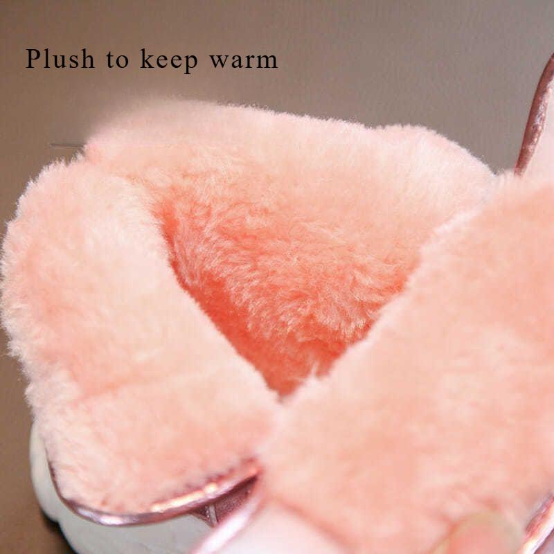 Fleecefôret Fortykket Vinter Ny Koreansk Stil Barne Støvler Varm Jente Bomullsstøvler