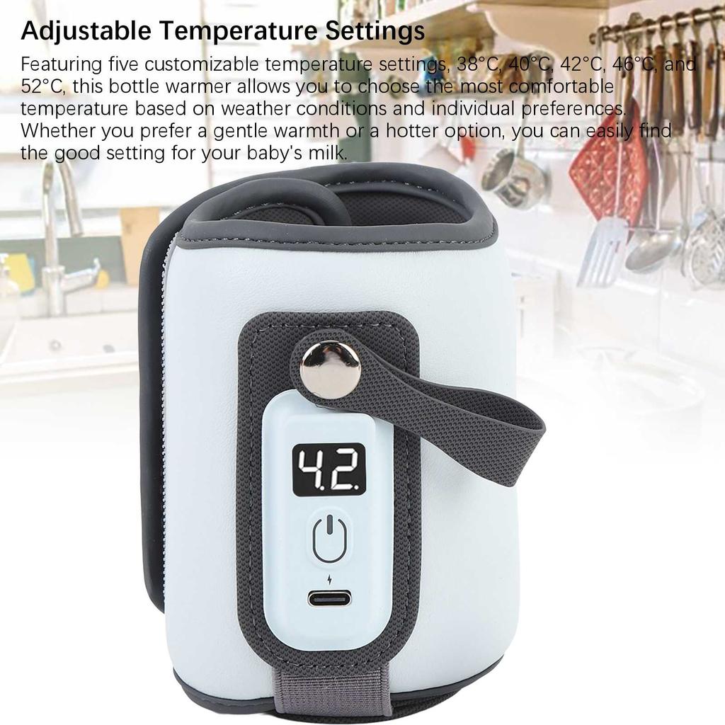 Baby Milchwärmer 5 Einstellbare Temperaturstufen LCD-Anzeige Tragbar Schnellheizend Babyflasche