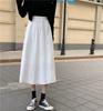 Moteriški balti ilgi sijonai Mada Kišenės Klostuoti Sijonai iki kelių Ruduo 2024 Nauji Kasdieniai Elegantiški Aukštu juosmeniu A silueto Moteriški sijonai