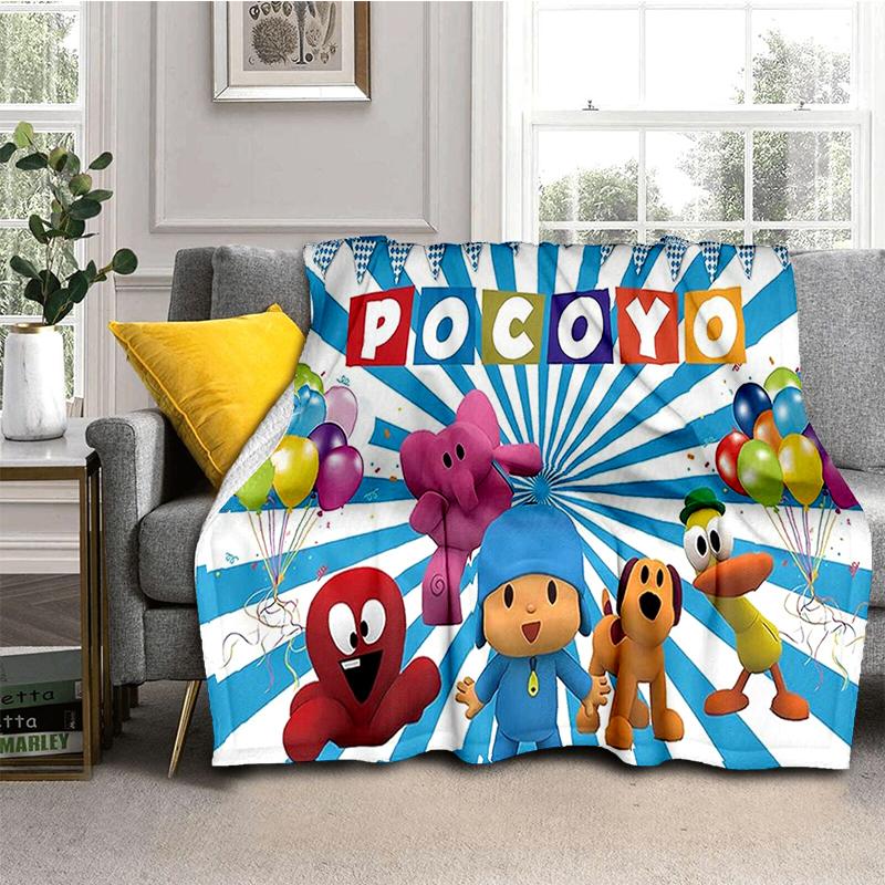 Coperta Cartone Animato 3D Divertente P-Pocoyo Elly Pato, Morbida Coperta da Lancio per Casa Camera da Letto Letto Divano Picnic Viaggio Ufficio Copertura Regalo per Bambini