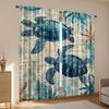 2pcs, Nautical Green Sea Turtle Curtains, Beach Theme Fabric Set with Blue Ocean Design, Ideal for Enhancing Coastal and Beach