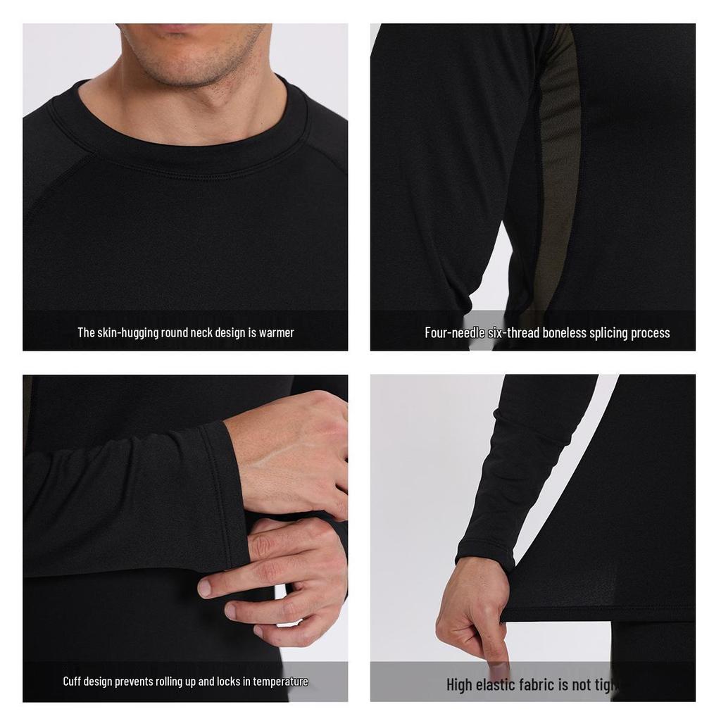 Men's Quick-Dry Fleece-Lined Base Layer for Outdoor Sports, Hiking, Mountaineering, Skiing, and Fitness