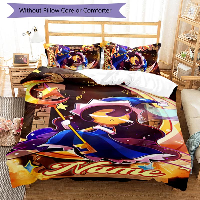 3pcs Custom Name Cookie Run Kingdom Bedding Set Duvet Cover Closure Includes 1 Duvet Cover & 2 Pillowcases for All Seasons Bedroom Decor
