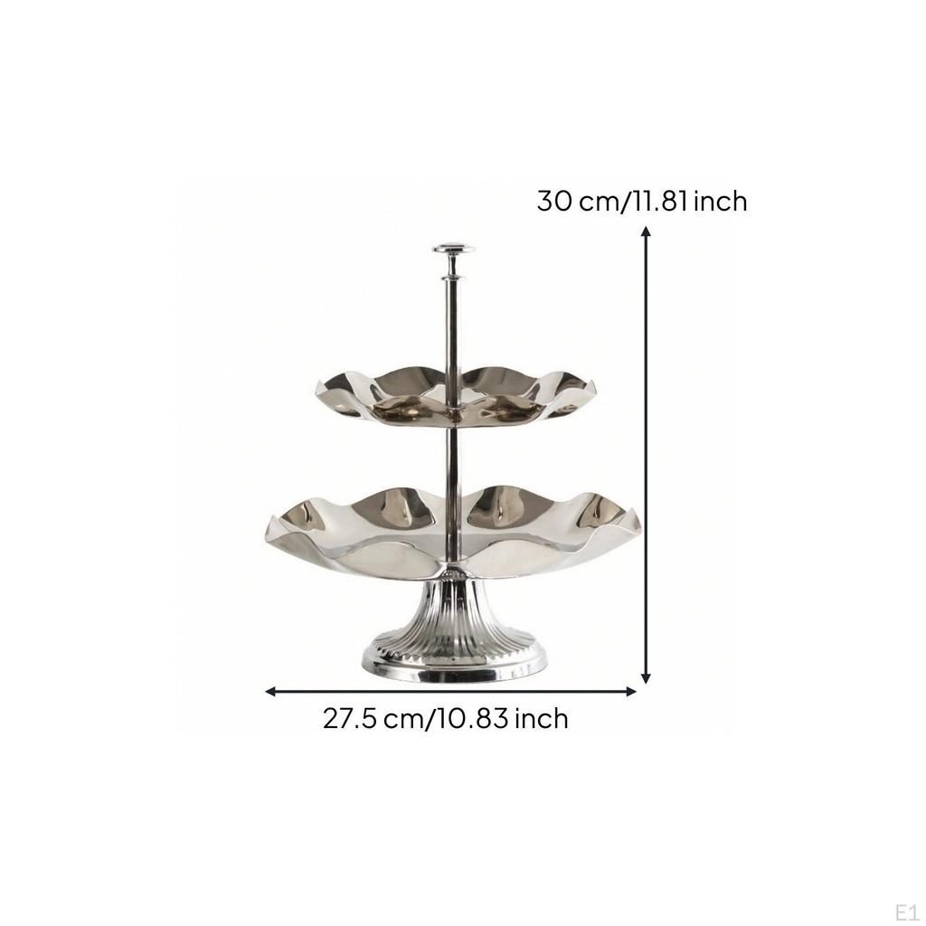2-Tier Fruit Stand Polished Tiered Serving Tray Modern for Parties, Hosts