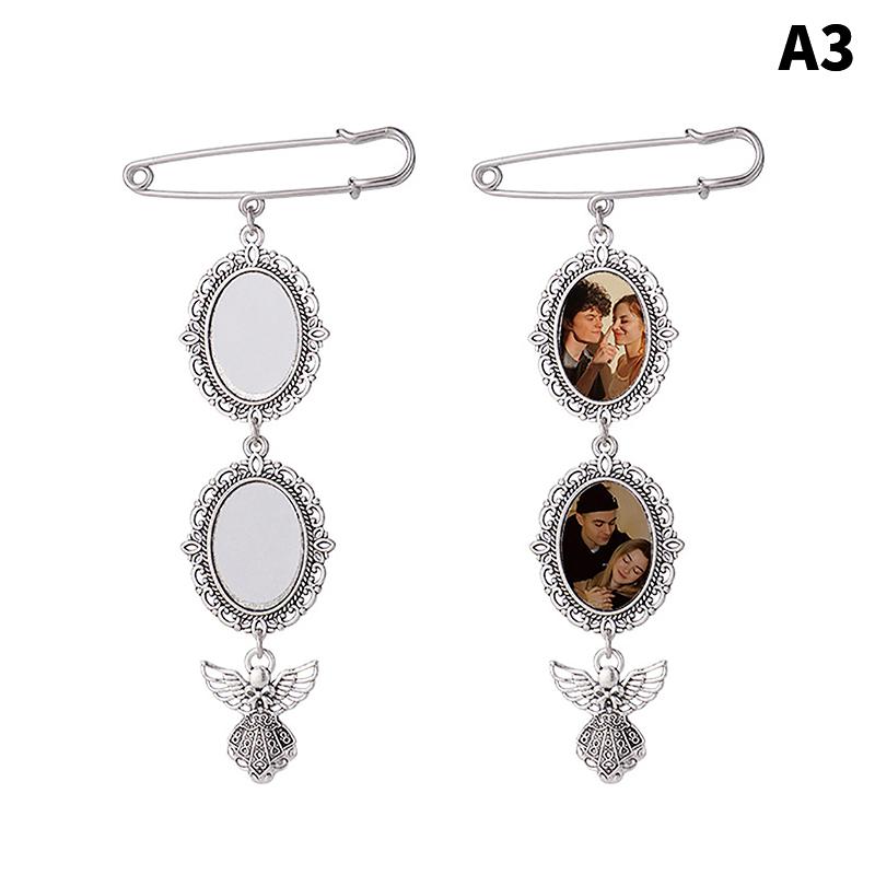 Wedding Bouquet Photo Charm Diy Pin Making Wedding Charm Oval Aluminum Sheet Photo Frame Brooch Pendant