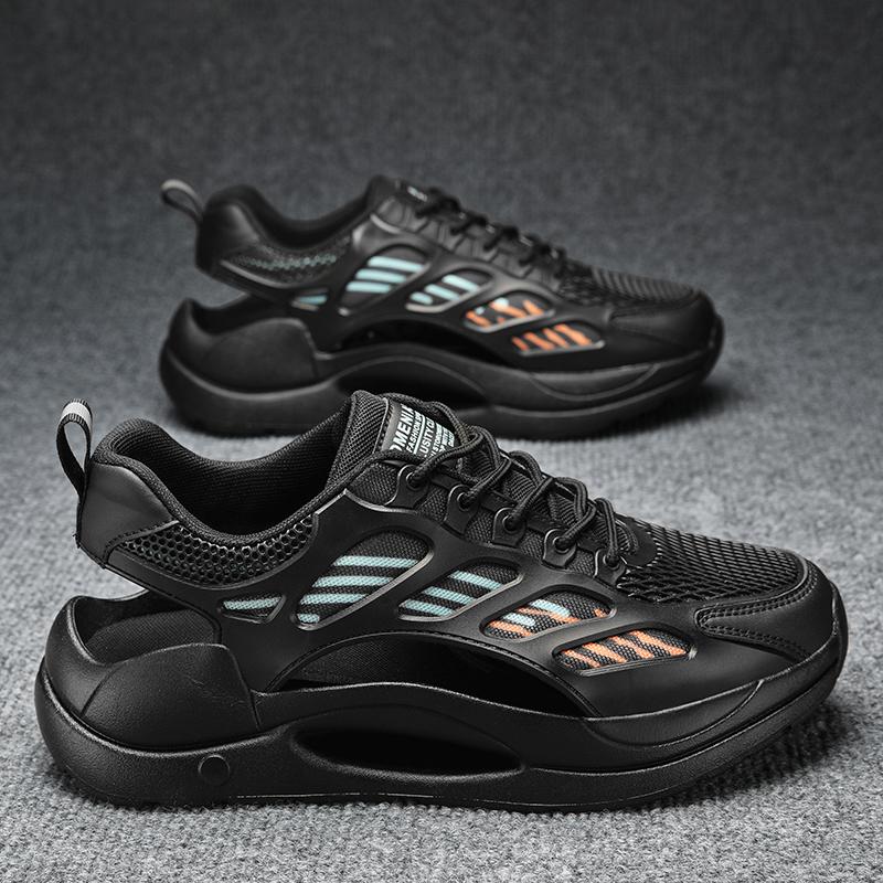 

Летние полые сандалии, дышащая обувь для папы, модная обувь на платформе, мужская обувь 44 оранжевый/чёрный