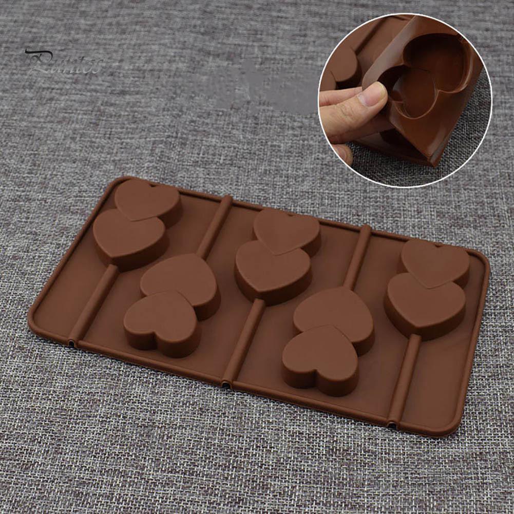 Puntos Silicone 5 Grid Double Heart Shaped Non Stick Lolly Chocolate Cookie Candy Mold