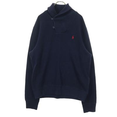 Polo by Ralph Lauren Cotton Logo Embroidery Long Sleeve Shawl Collar Cotton Knit Men's Used