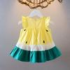 Letní šaty pro dívky, barevná bloková sukně, dětské oblečení, dětské princeznovské šaty
