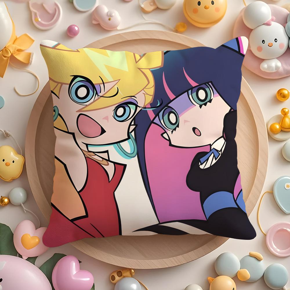 Anime P-panty and stocking Cushion Cover Home & Car Multi-Scene Pillow Cover - Reversible, Soft & Durable for Daily Use