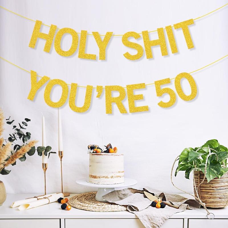50th Birthday Decorations Banner for Women Men Gold Glitter Paper Party Elegant Decoration Adults Hanging Garland Supplies