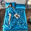 Luxury Emulation Silky Quilted Quilt Queen High End Spring Summer Satin Quilts Mechanical Wash Soft Comfortable Thin Comforter