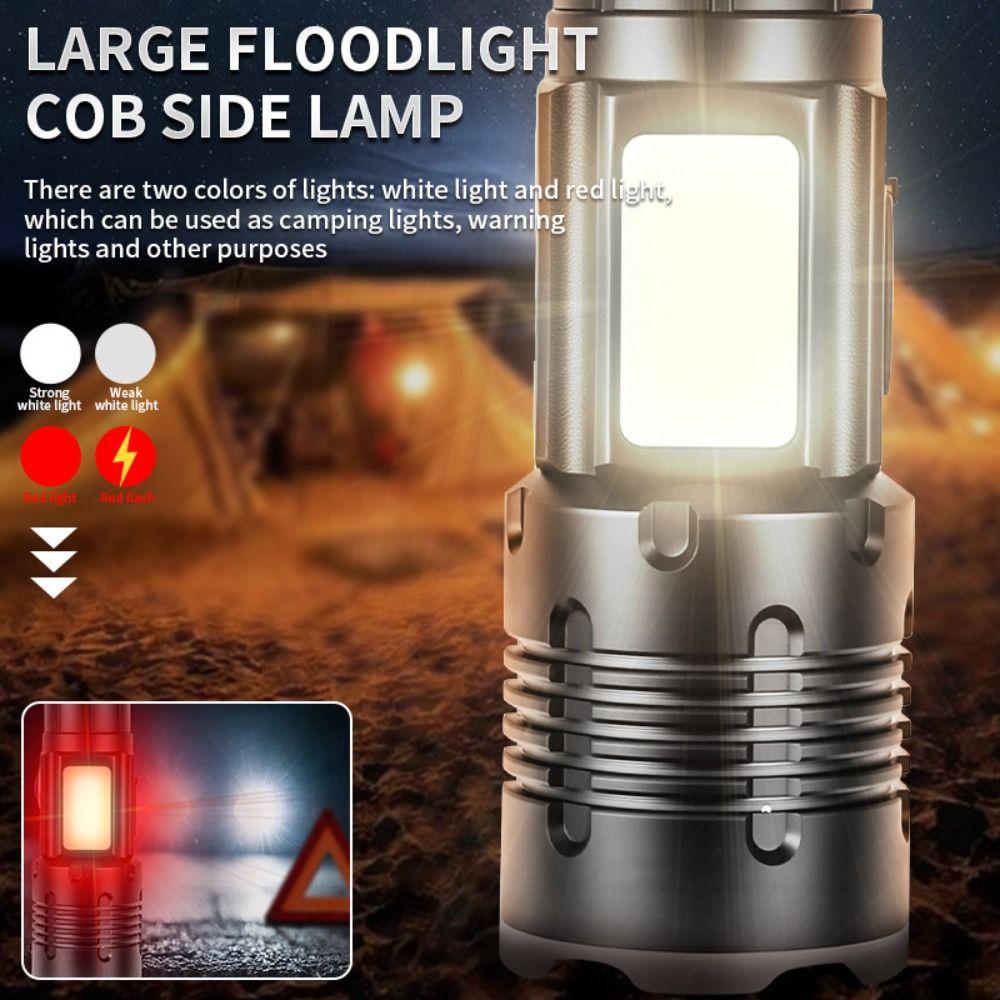 30W Powerful LED Flashlight TYPE-C Charging Ultra Bright Telescopic Zoom Light Handheld Long Range Outdoor Emergency Light