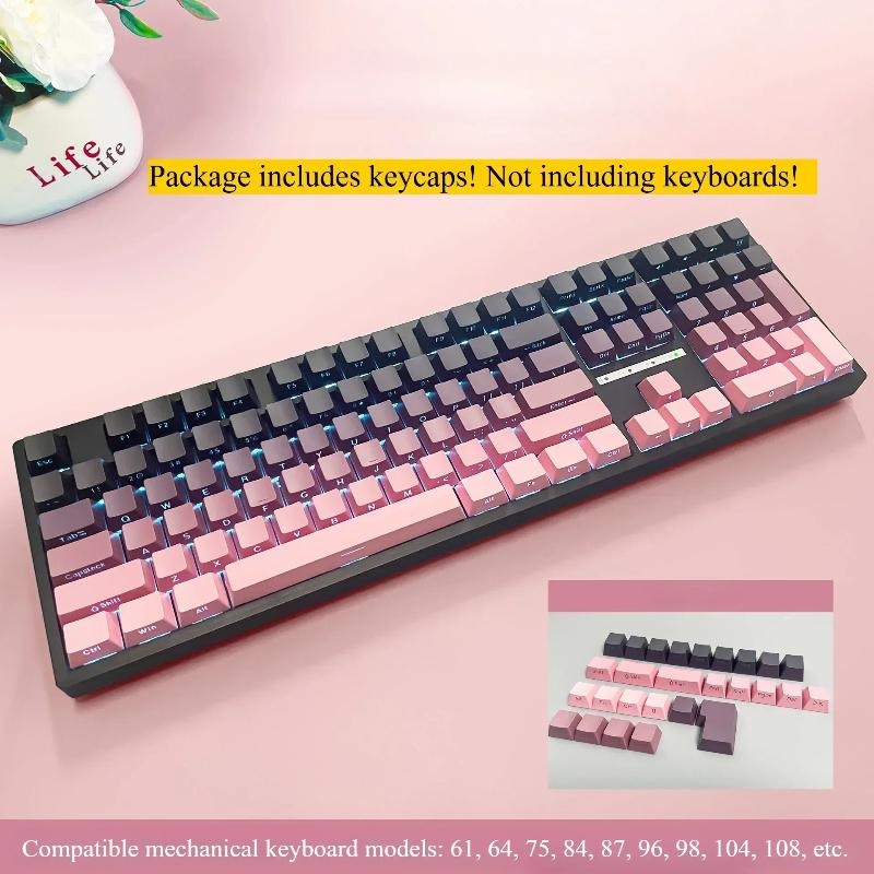 2025 Good Gradient Keycaps Side Printed Shine Through PBT Double Shot OEM Profile for MX Switches Gaming Keyboard 130+key Caps