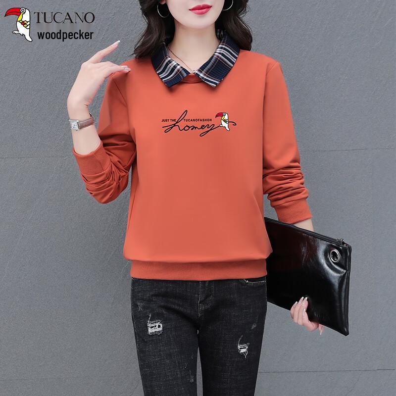 Women s Faux Two-Piece Polo Collar Sweatshirt M