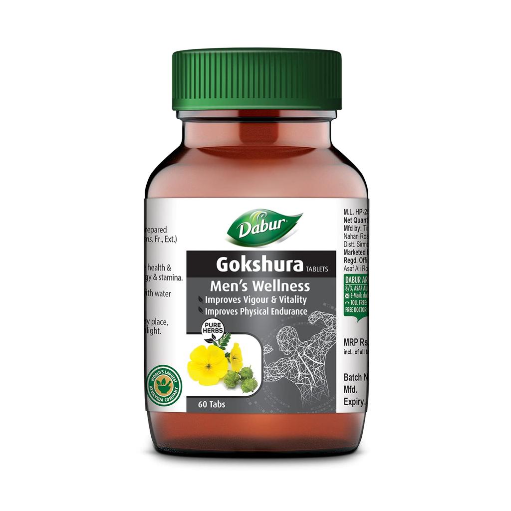 Dabur Gokshura Tablets 60 Count | Boosts Vitality, Stamina & Endurance | Supports Gut & Urinary Tract Health Naturally