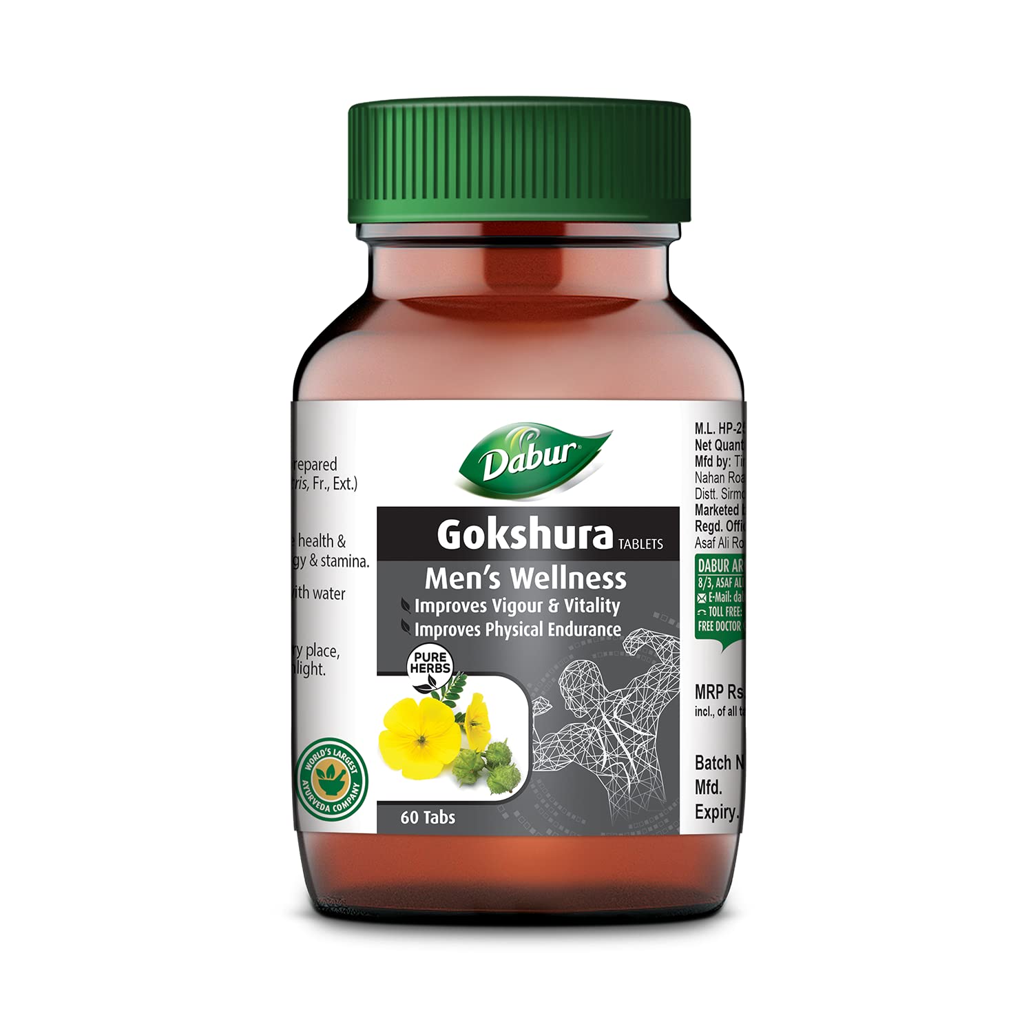 

Dabur Gokshura Tablets 60 Count | Boosts Vitality, Stamina & Endurance | Supports Gut & Urinary Tract Health Naturally