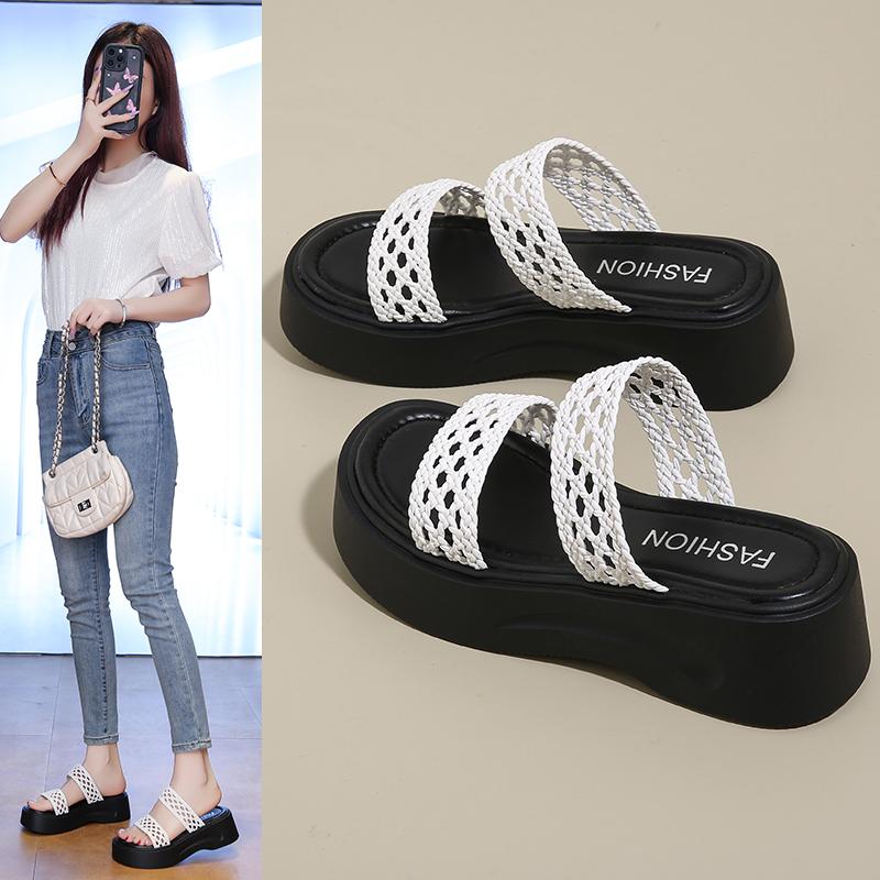 Women Wedge Sandals Hollow Cowhide Beach Sandals Ladies Non Slip Lightweight Platform Sandalias Mujer Casual Summer Shoe