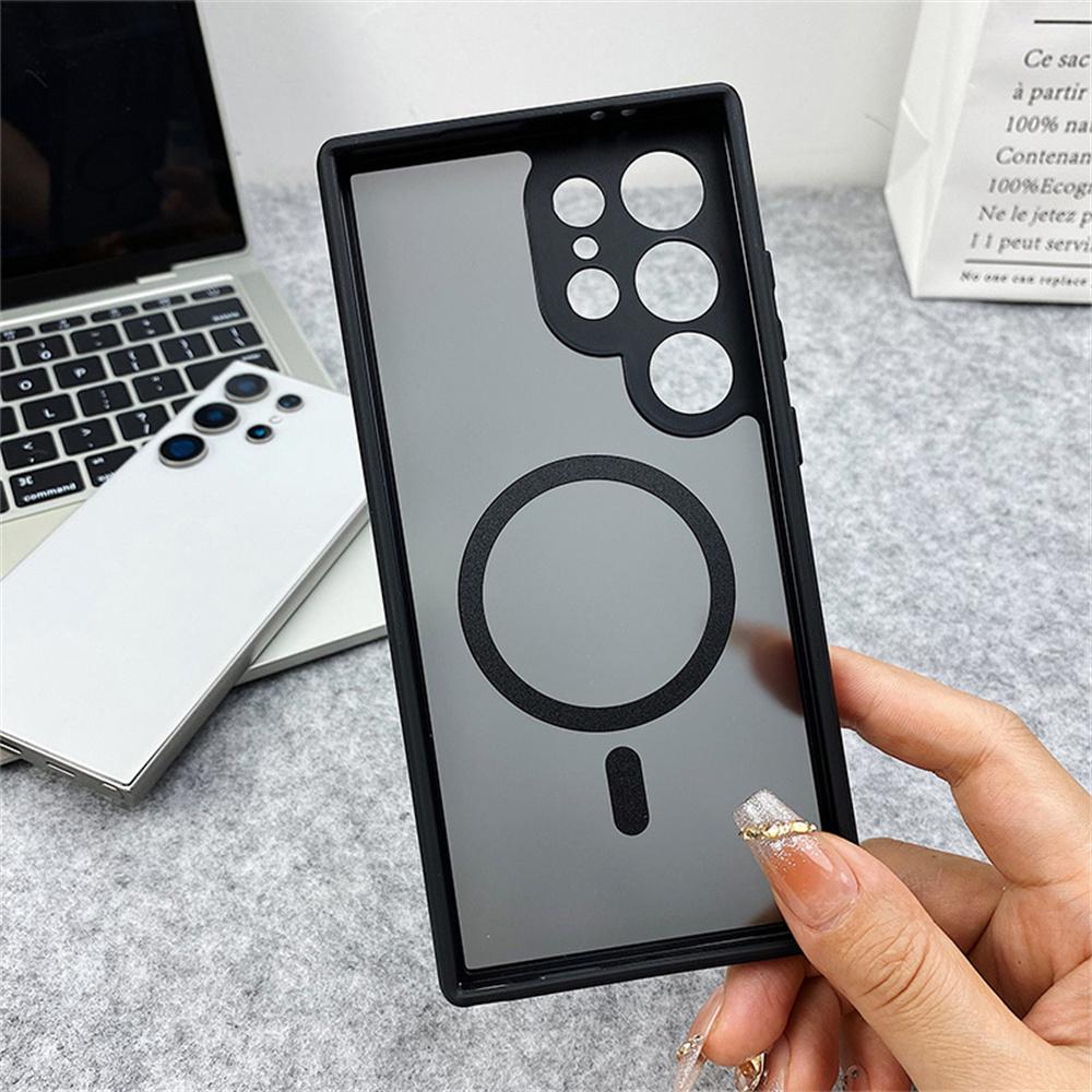 Luxury Frosted Clear For Magsafe Magnetic Phone Case For Samsung S26 S25 Edge S24 FE S23 Plus S22 Ultra Wireless Charging Cover