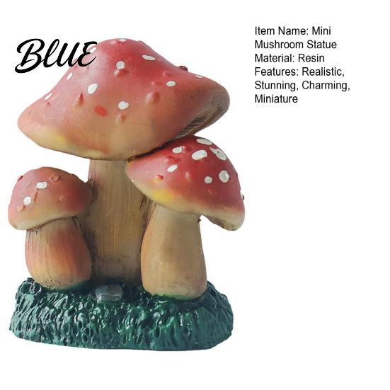 Home Decoration Mini Resin Mushroom Figurine Miniature Fairy Wild Garden Accessories
