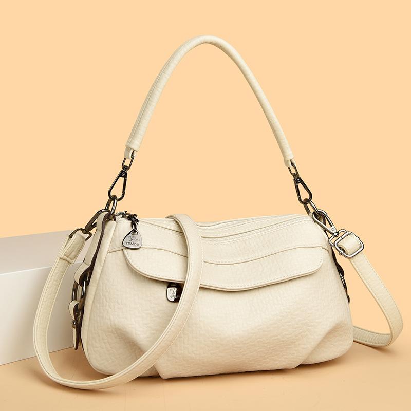 Retro Classic Multi-layer Large Capacity Single Shoulder Bag Summer Style Women's Crossbody Bag Simple and Versatile Texture Small Bag