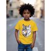 European Size Boys Round Neck Short Sleeved T Shirt with Mechanical Werewolf Pattern