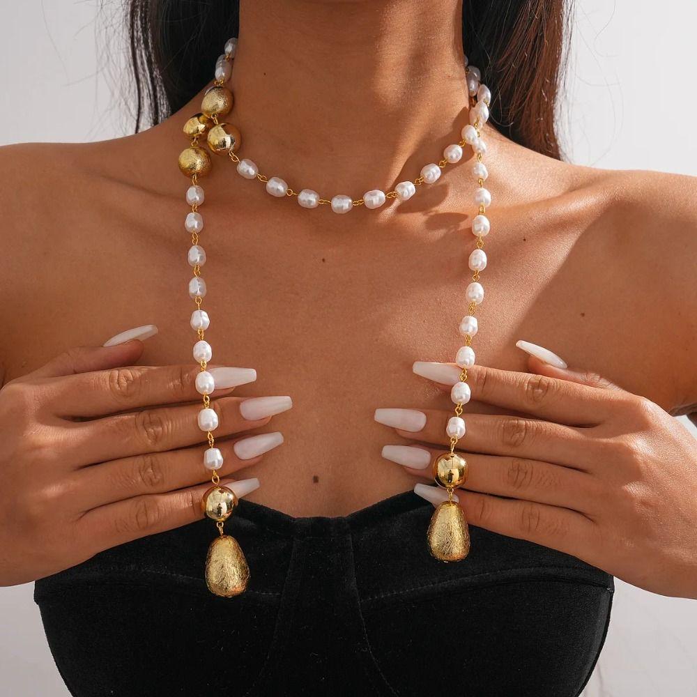 Fashionable Style Chain Necklace Luxury Design Pearl Bead Necklace  European Style