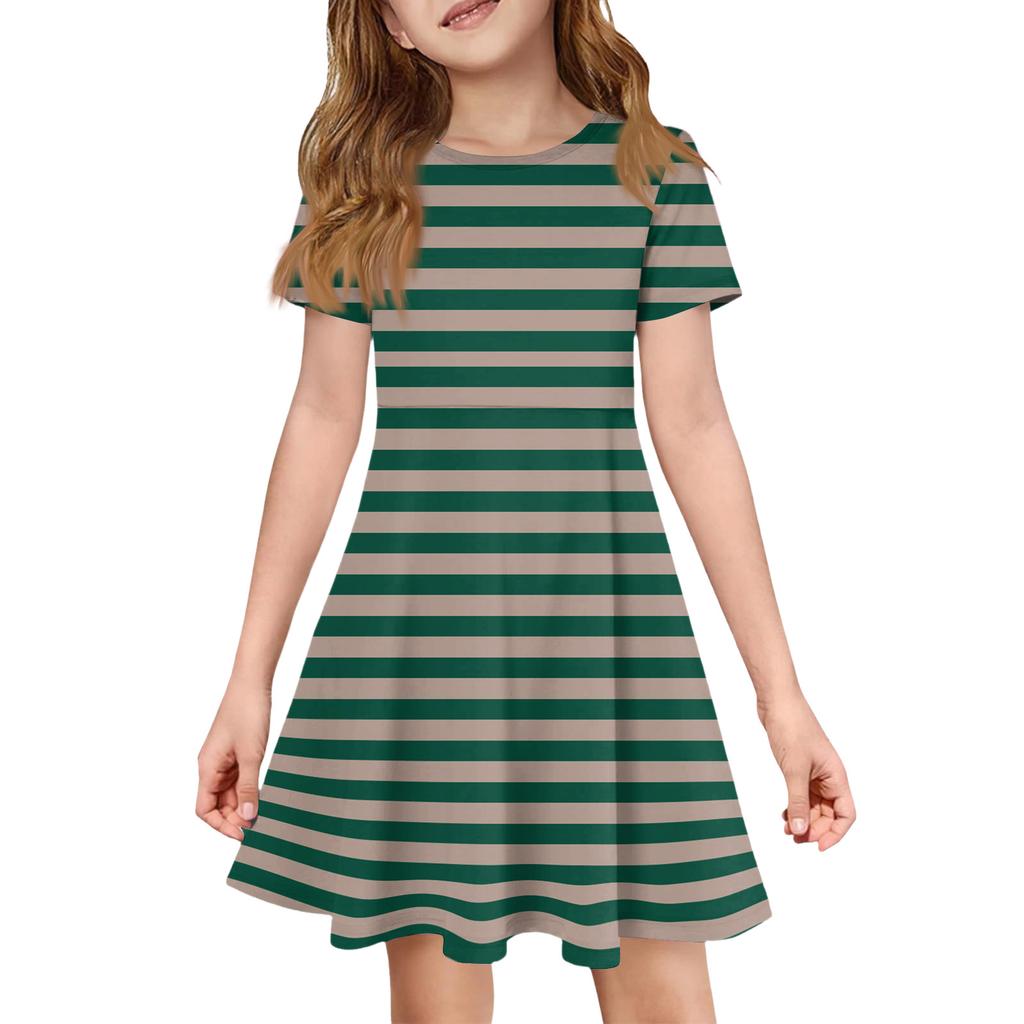 Dziewczęca Sukienka Letnia Kolor & Wzór Krótki Rękaw Z Kieszenią Casualowa Sukienka Krótki Rękaw Sukienka Imprezowa Dzień Wielkanocy