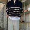 Men’s Trendy Loose Knit Striped Sweater - Japanese & Korean Style, Autumn/Winter Pullover
