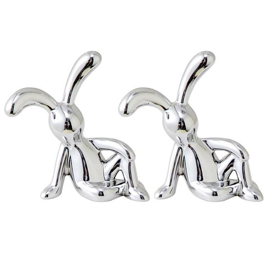 

2Pcs Long Ear Bunny Figurine UV Electroplating Adhesive Sitting Rabbit Figure Model Toy Statue Car Dashboard Decoration Christmas Gift