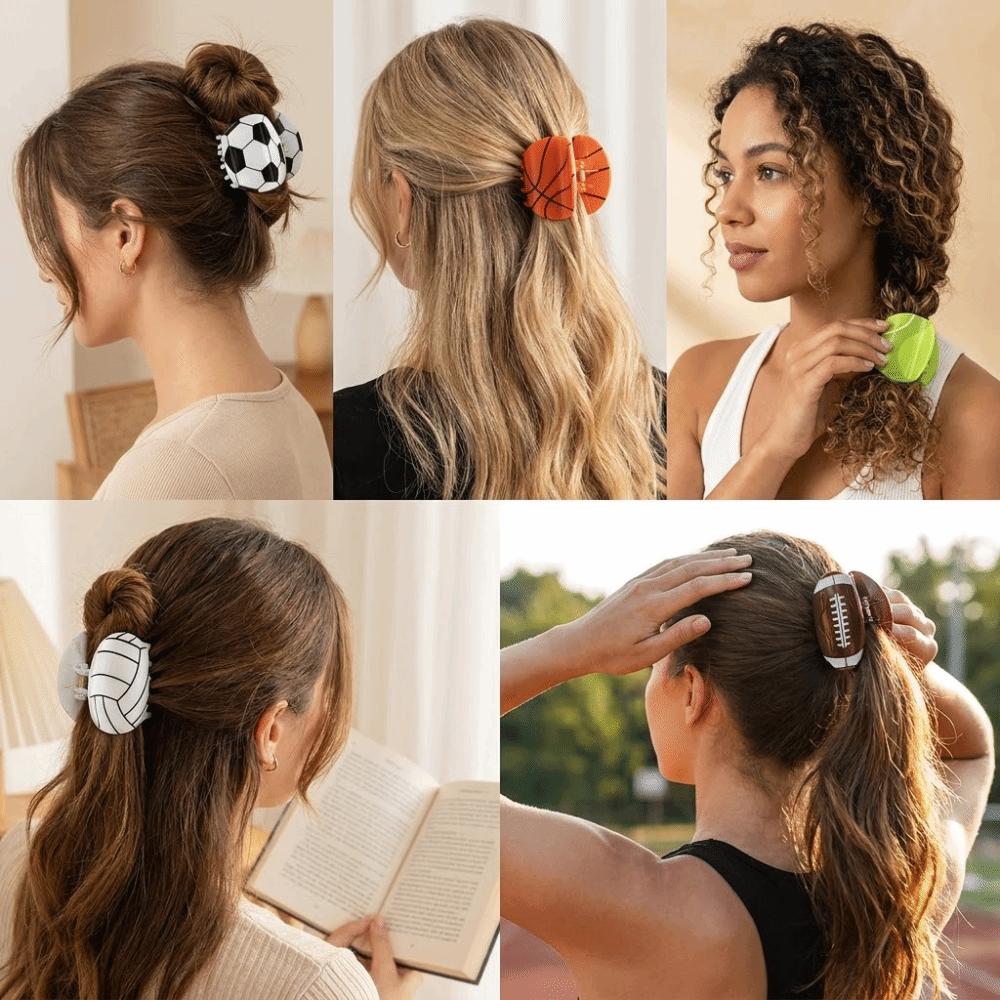 Funny Acrylic Shark Hair Clip Y2K Style Large Size Basketball Hair Claw New Style Fashion Design Football Hair Clip