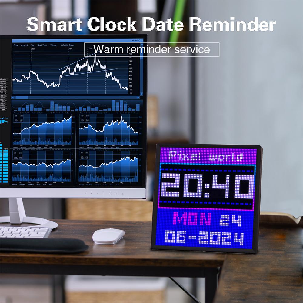 Smart Dynamic Pixel Screen Desktop Decorative Light Bedside Night Light with 4096 LEDs and 16 Million RGB Color Options