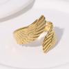 Stainless Steel Rings For Women Men Exaggeration Punk Angel Wings Wide Edged Open Index Finger Ring Charm Jewelry Accessories