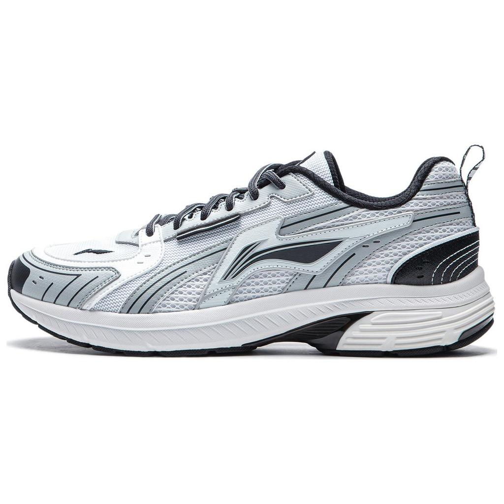 New LiNing Shake 1.5 Cushioned Slip Resistant Abrasion Resistant Low Top Running Shoes Men's White Gray ARXU013-1