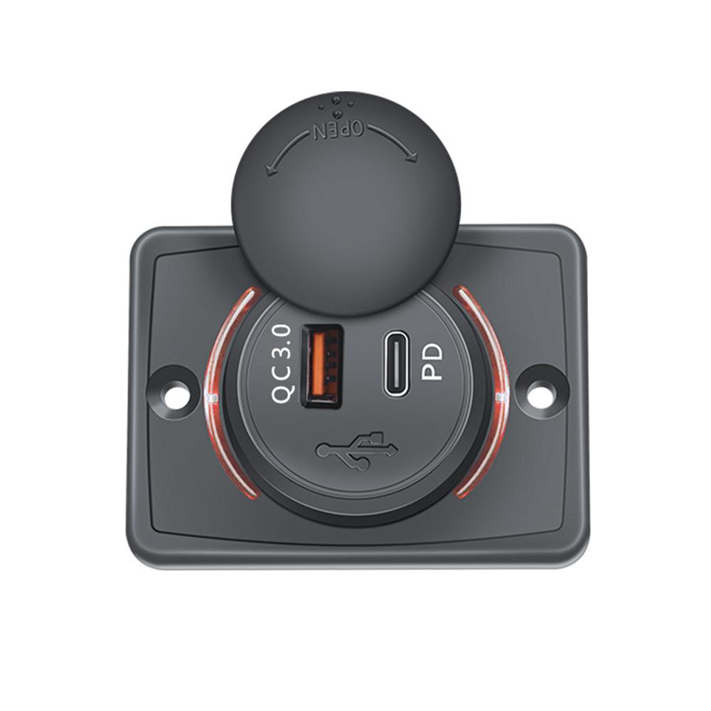 Dual Quick Charge 3.0 12V/24V Socket USB Charger PD Type-C Charger Waterproof Power Socket Adapter Car Charger Adapter