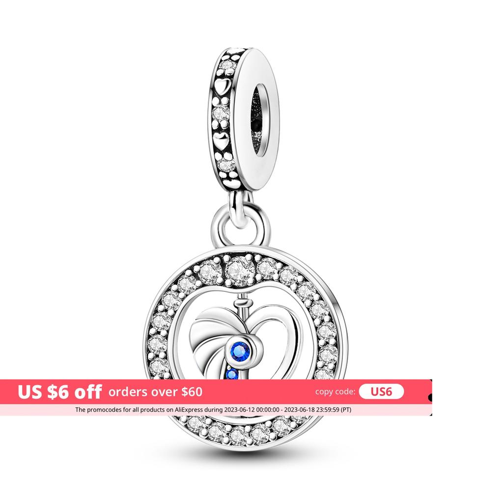 Copper Beaded Pendant Shiny Blue Zircon Love Heart Star Original 3Mm Bracelet Women Fine Jewelry