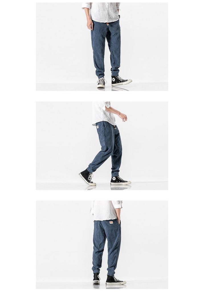 Men's Loose Fit Corduroy Casual Pants - Japanese & Chinese Style, Spring/Autumn Collection.