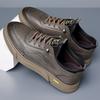 Fashion New British Style Men Casual Leather Walking Shoes Stylish Breathable Comfortable Leather Sport Shoes Antiskid Outdoor Sneakers