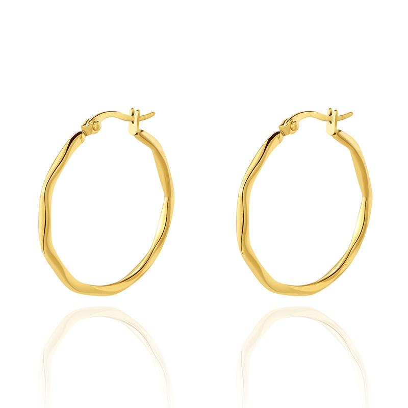 

Большие серьги из нержавеющей стали C-типа, покрытые настоящим золотом, геометрические серьги из титановой стали, преувеличенные круглые серьги