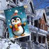 Double-Sided Winter Penguin Garden Flag with Snowflake Scarf Design - Welcome Christmas Courtyard Decoration, Polyester, No Electricity Needed, 1pc