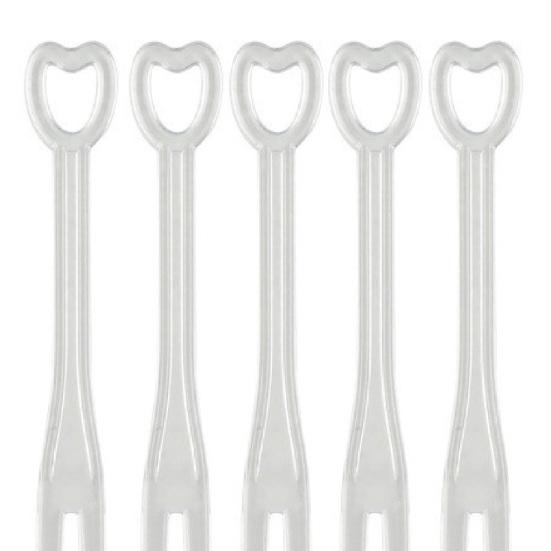 100Pcs/Set Multi-use Disposable Fruit K Plastic Adorable Heart Shape Handle Dessert K Home