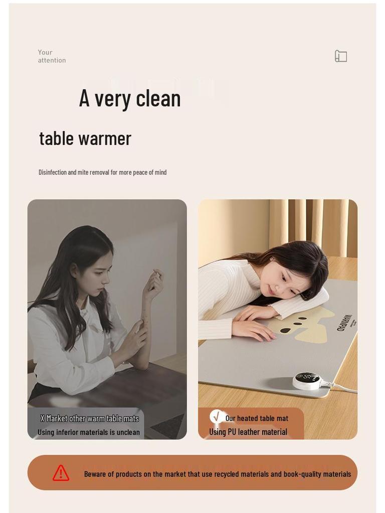 Electric Heated Mouse Pad - Winter Warm Desk Mat for Office and Study