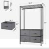 Heavy Duty Rolling Garment Rack Adjustable Wire Shelving with Rod, Storage Closet Clothing Rack with 4 Drawers Dark Grey