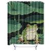Frog on Lotus Leaf Design Waterproof Shower Curtain Heat Resistant Machine Washable Non-Transparent 180x180cm