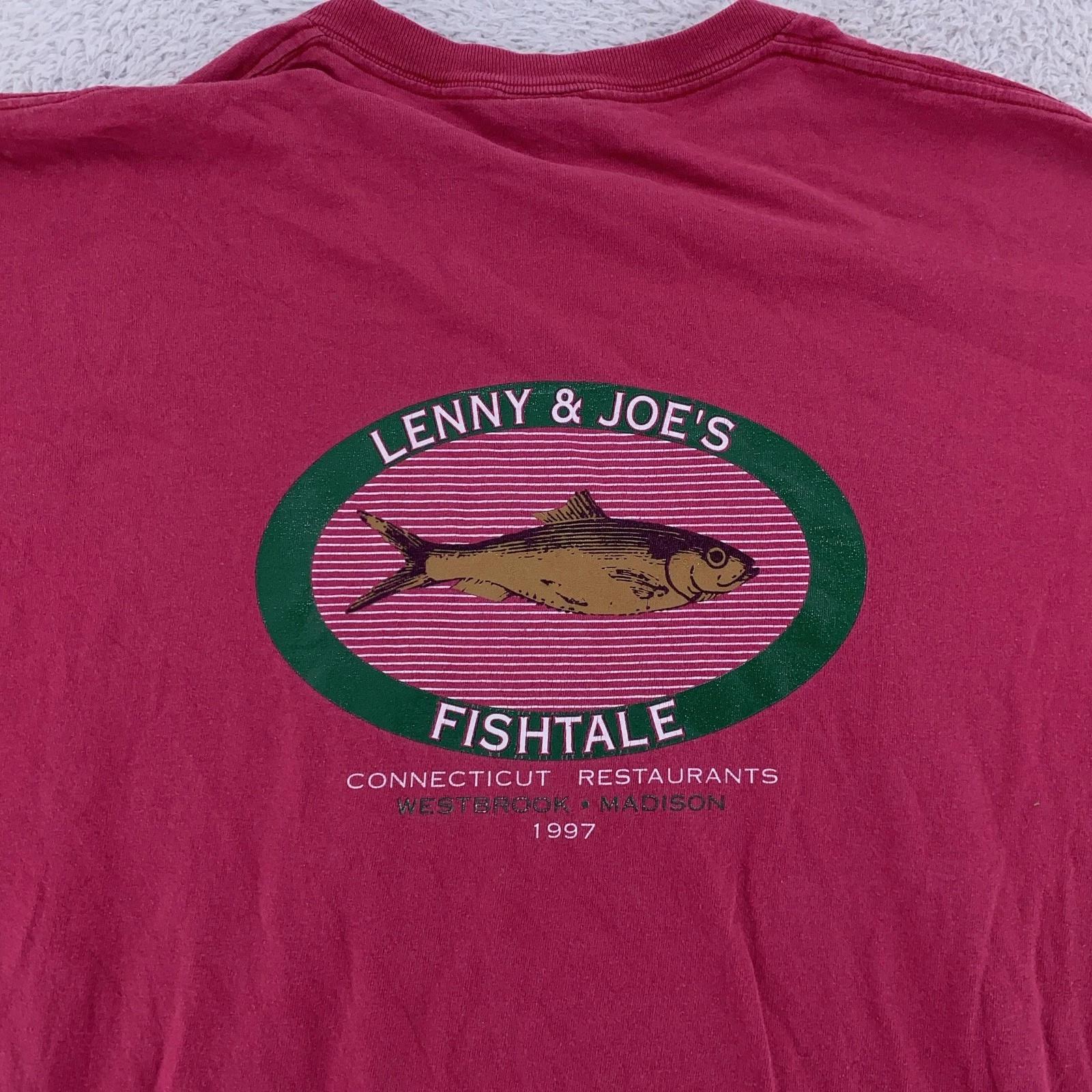 

Винтажная рубашка Lenny & Joe s Fishtale L/XL Красная Ресторан Коннектикута 90-е США M