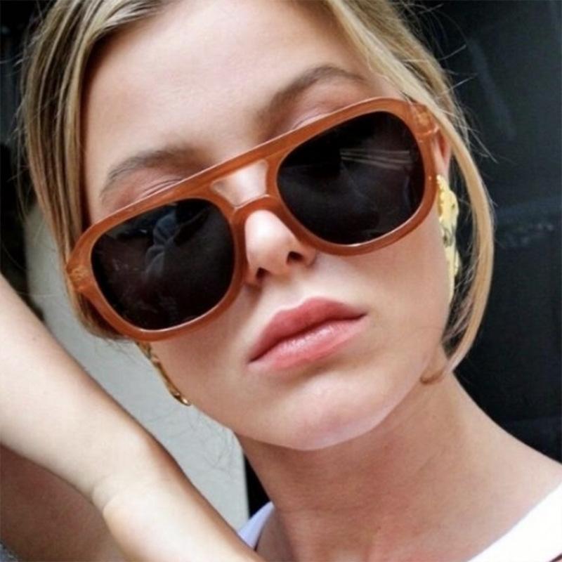  Double Bridges Square Women Sunglasses Fashion Black Orange Frame Men Retro Punk Sun Glasses Shades UV400
