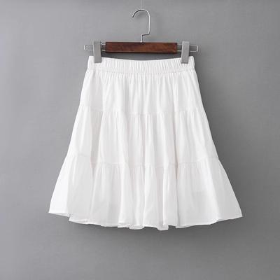 Women's Summer Silk-Cotton Mini Pleated Skirt High-Waisted Casual Design-forward Slimming All-match Versatile A-Line Tiered Skirt